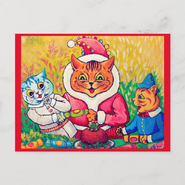 Postal Gato de Santa Claus, Louis Wain (Anverso)