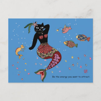 Postal gato de sirena