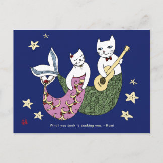 Postal gato de sirena