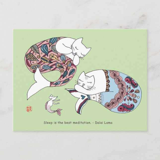 Postal gato de sirena (Anverso)