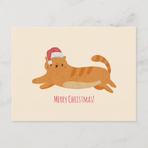 Postal Gato de Tabby amarillo navidad