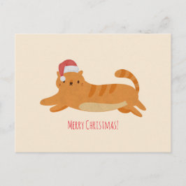 Postal Gato de Tabby amarillo navidad