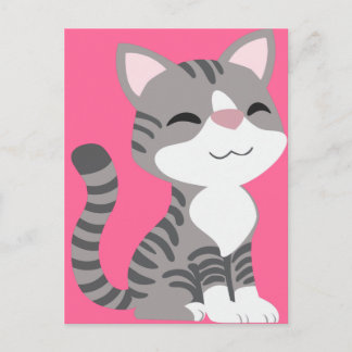 Postal Gato de tabla gris muy sonriente