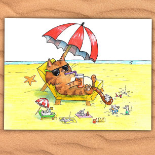 Postal Gato de vacaciones de verano 