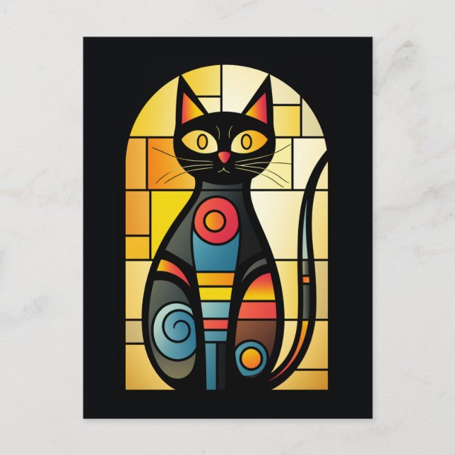Postal Gato de vidrio contenido falso (Anverso)