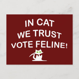Postal Gato de votación con texto blanco