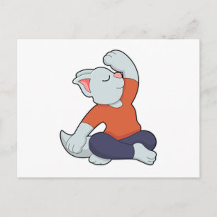 Postal Gato de yoga en piernas cruzadas