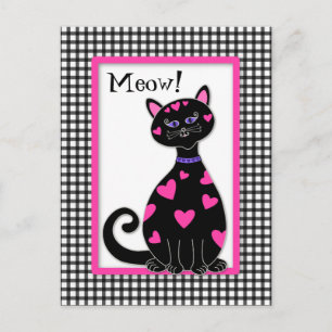 Postal Gato del corazón caprichoso - Miau