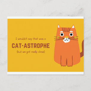 Postal Gato Divertido Amarillo y Naranja