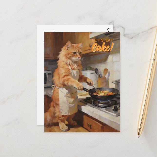 Postal Gato divertido de cocina personalizado (Anverso/Reverso In Situ)