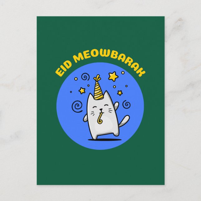 Postal Gato divertido de Eid (Anverso)