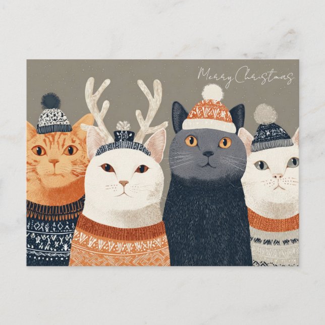 Postal Gato divertido de Navidad  (Anverso)
