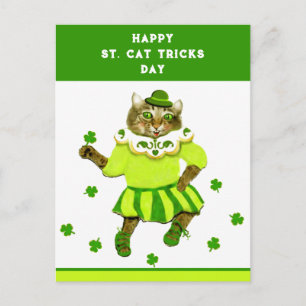 Postal Gato divertido del día de San Patricio