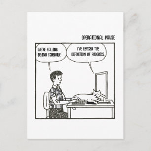 Postal Gato Divertido Humor de Oficina Laboral Caricatura