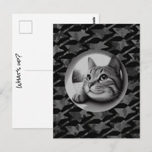 Postal Gato Divertido Lindo Genial ¿Qué Pasa Animales Hol