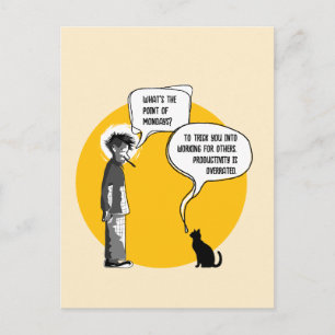 Postal Gato divertido lunes oficina humor sarcasmo