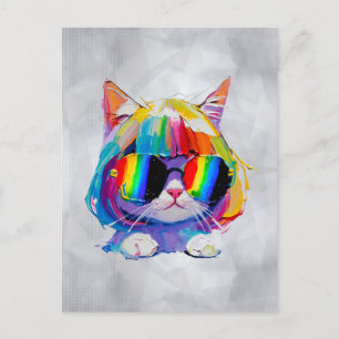 Postal Gato Divertido Pequeño y Lindo (Pintura No. 5)