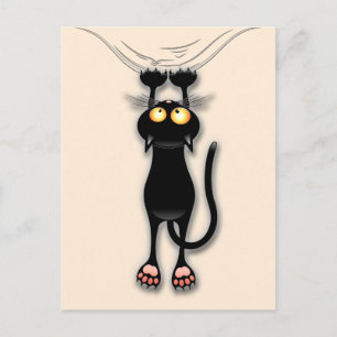 Postal Gato divertido Personaje Rascando Tela