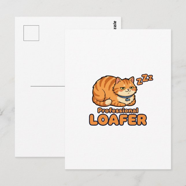 Postal Gato Dormilón Profesional Divertido (Anverso / Reverso)