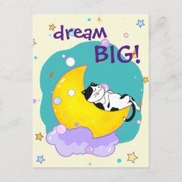 Postal Gato "Dream Big" Durmiendo Sobre El Amante De La M