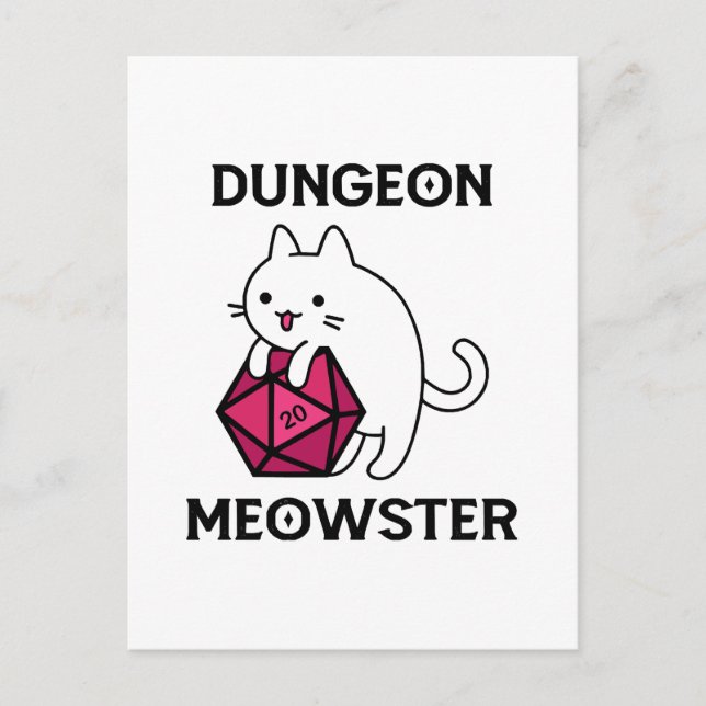 Postal Gato Dungeon Meowster Divertido (Anverso)