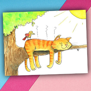 Postal Gato durmiendo al sol