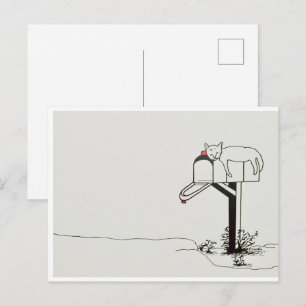 Postal Gato Durmiendo Esperando Correo