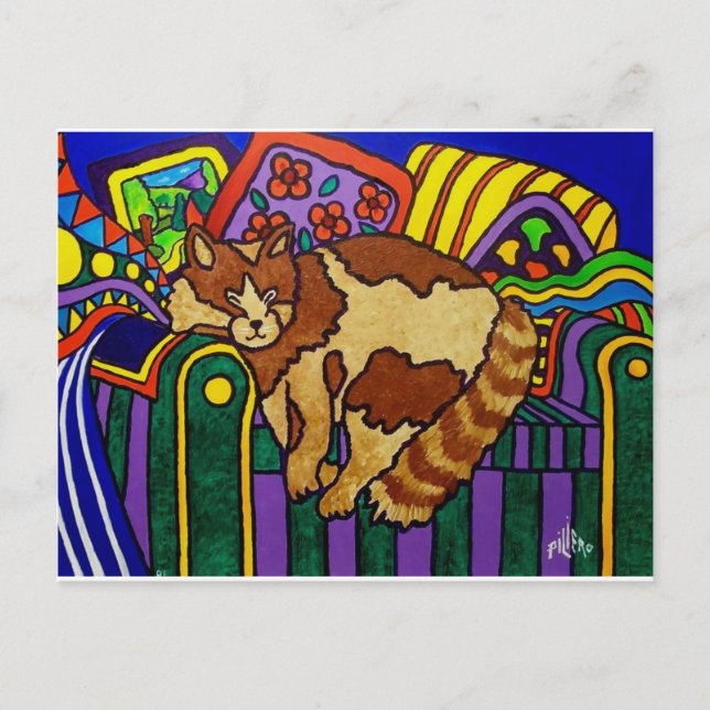 Postal Gato durmiente de Piliero (Anverso)