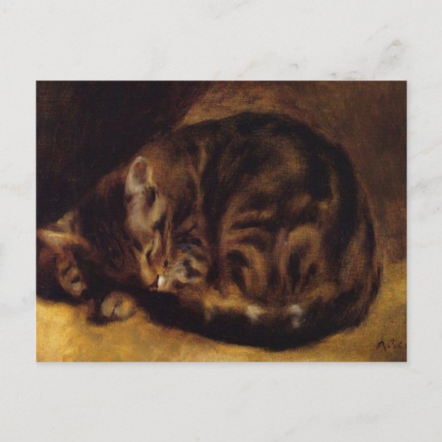 Postal Gato durmiente por Renoir (Anverso)
