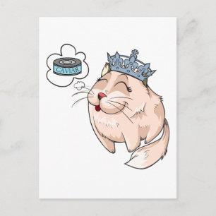 Postal Gato elegante soñando con caviar