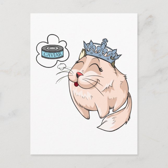 Postal Gato elegante soñando con caviar (Anverso)