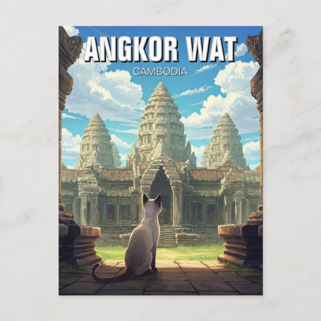Postal Gato en Angkor Wat Camboya (Anverso)