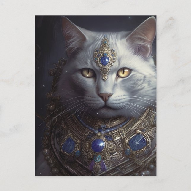 Postal Gato en armas azules y doradas (Anverso)