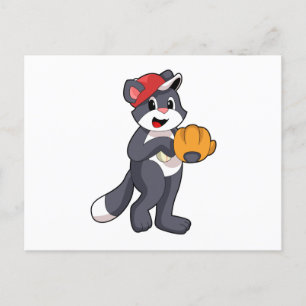Postal Gato en béisbol con guante de béisbol.PNG