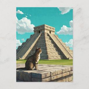 Postal Gato en Chichen Itza México Viaje