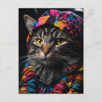 Gato en colorido vestido retro