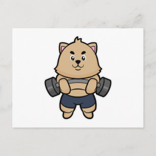 Postal Gato en culturismo con barra