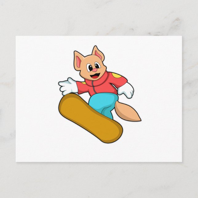 Postal Gato en Deportes de Snowboard (Anverso)