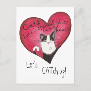 Postal Gato en el corazón