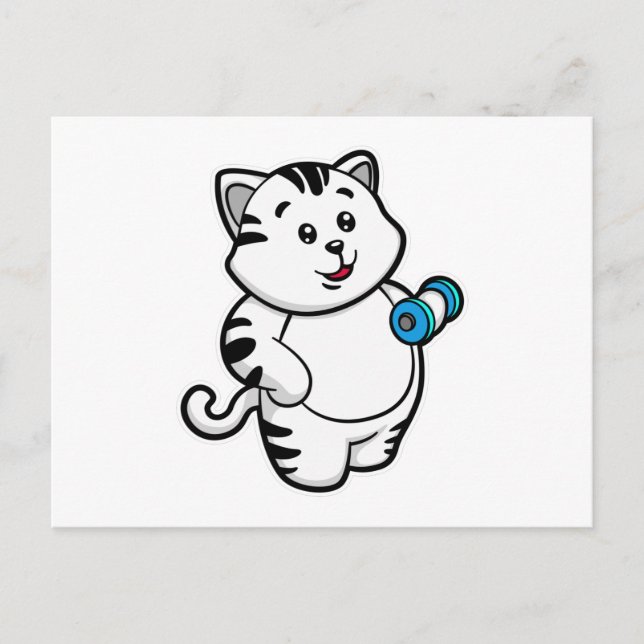 Postal Gato en el entrenamiento de Biceps con Dumbbell (Anverso)