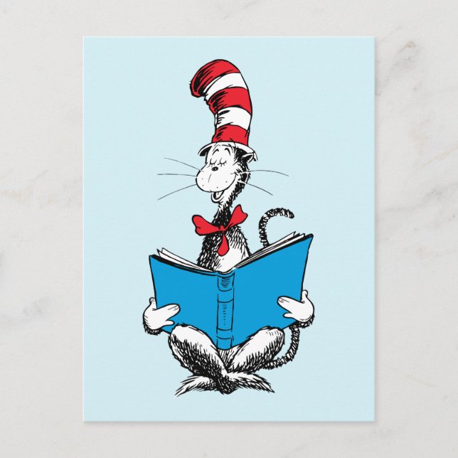 Postal Gato en el sombrero leyendo (Anverso)