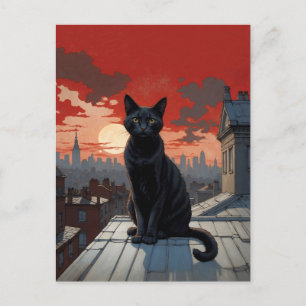 Postal gato en el techo
