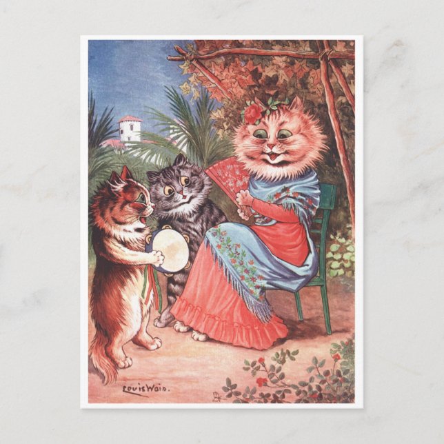 Postal Gato en español de Louis Wain (Anverso)
