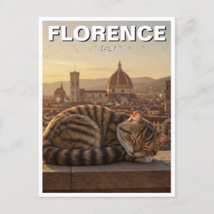 Postal Gato en Florencia Italia Viaje Duomo