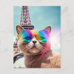 Postal Gato en gafas de sol en París