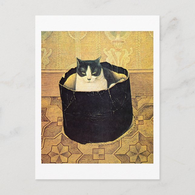 Postal Gato en Hatbox, Solomon Meijer (Anverso)