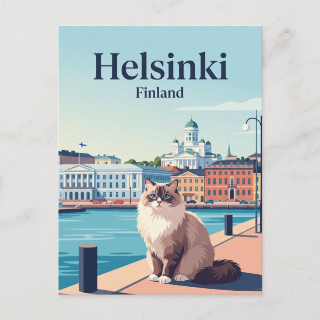 Postal Gato en Helsinki Finlandia (Anverso)