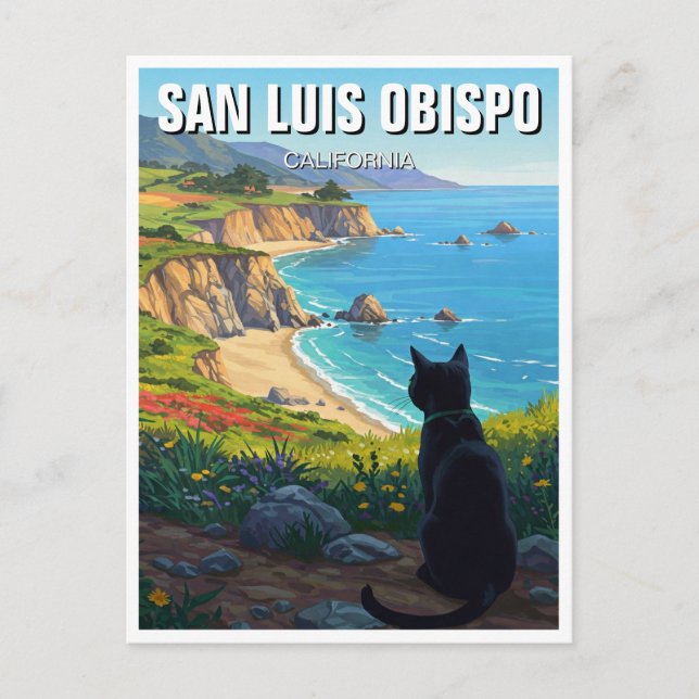 Postal Gato en la Costa Central de San Luis Obispo (Anverso)