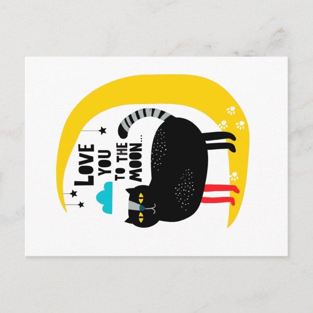 Postal Gato en la luna (Anverso)