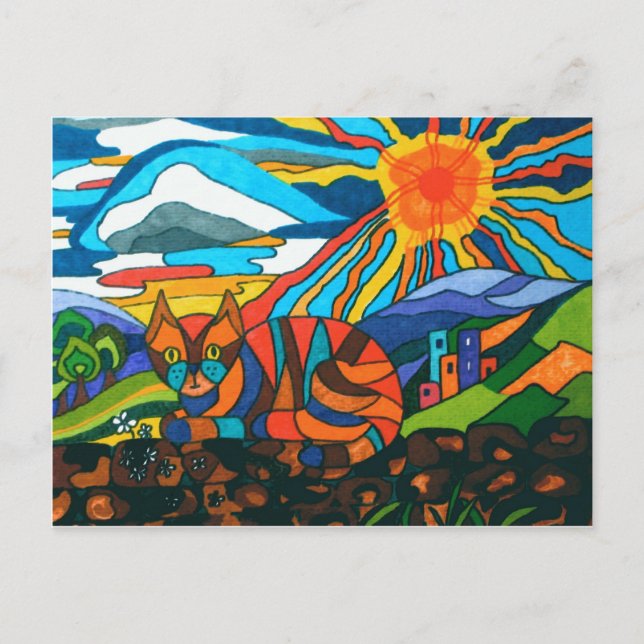 Postal Gato en la pared (Anverso)